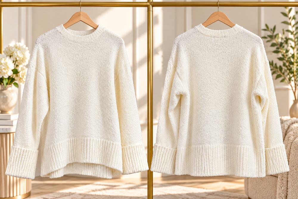 Cream Ivory Oversized Textured Knit Sweater Size Large NWT